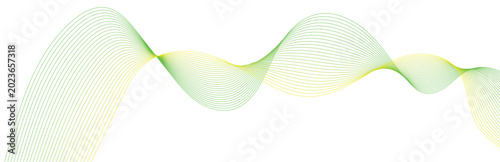 Fotografi Green wave, abstract background, gradient ribbon, wavy pattern, vector design