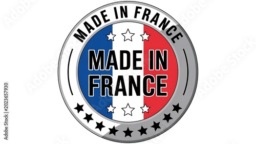 Foto Made in France, French flag logo, patriotic seal, country of origin label
