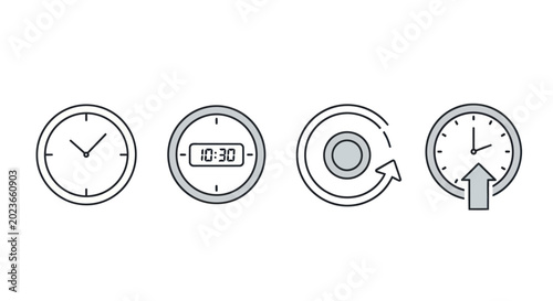 Clock icons showing time and progress