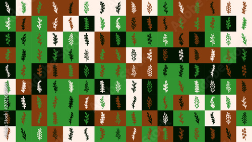 Cuadro en lienzo Vector illustration set of stylized botanical branches and leaves