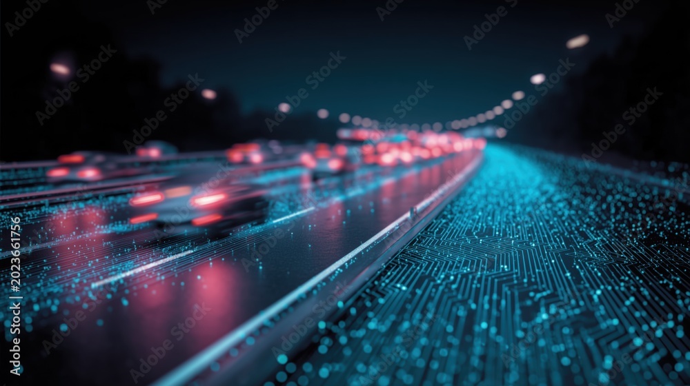 Fototapeta premium Abstract data speed light trails, high-tech digital network background