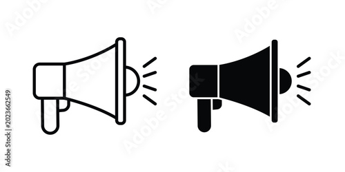 фотографія Bullhorn icon concept. solid and line symbols