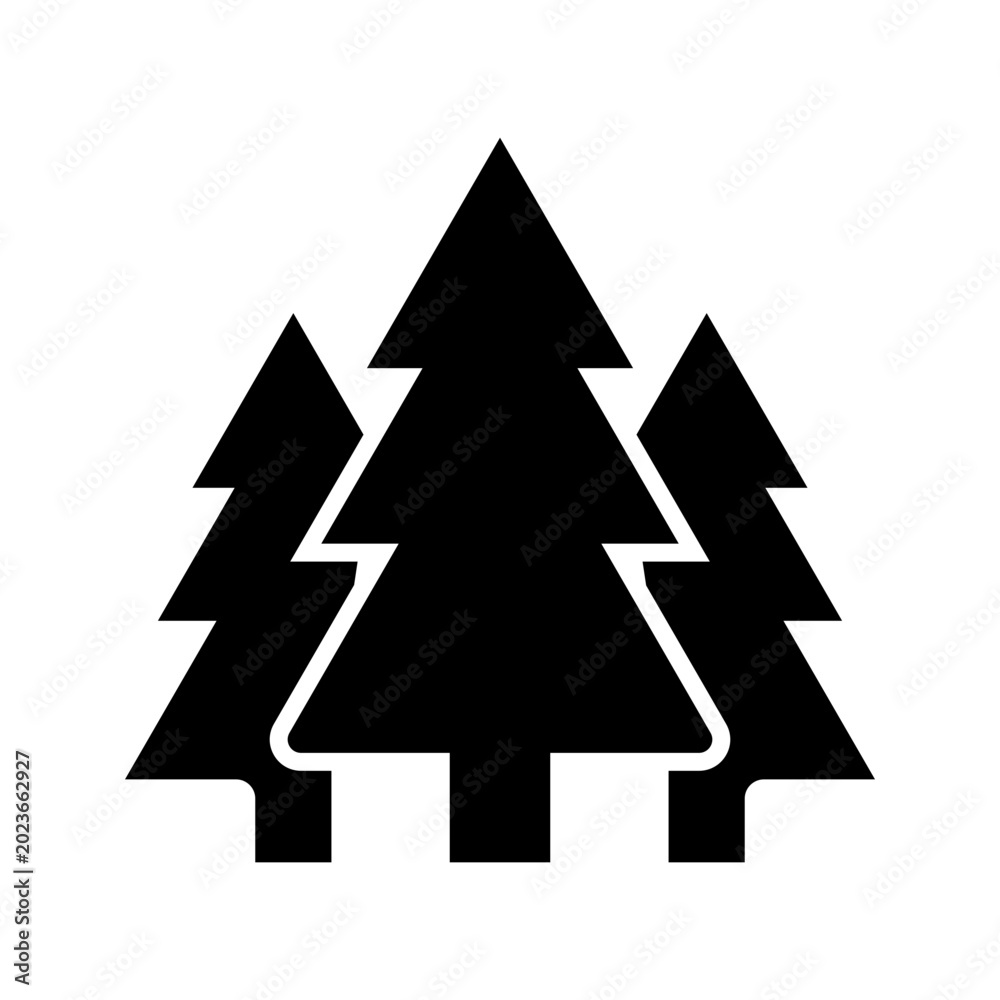 Obraz premium Pine forest icon. Environment and forest filled symbol. Black and white.