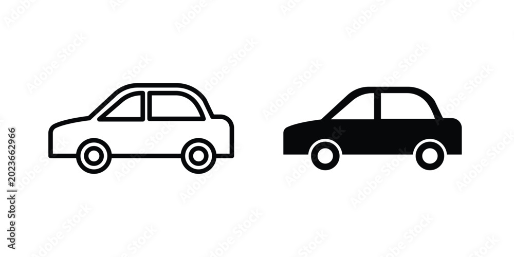 Fototapeta premium Car icon concept. solid and line symbols