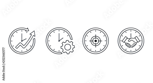 Clock icons time goals and agreement