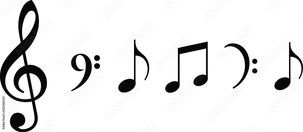 Fototapeta premium Musical Notation Symbol Collection with Clefs and Music Notes