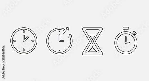 Clock time hourglass stopwatch icons