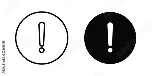 Photos Exclamation button icon concept. solid and line symbols