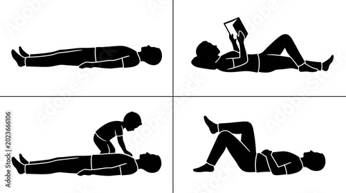 Fotografija People Lying Down Silhouettes Collection Featuring Relaxing Reading and Emergenc