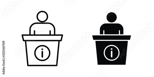 Information desk icon concept. solid and line symbols