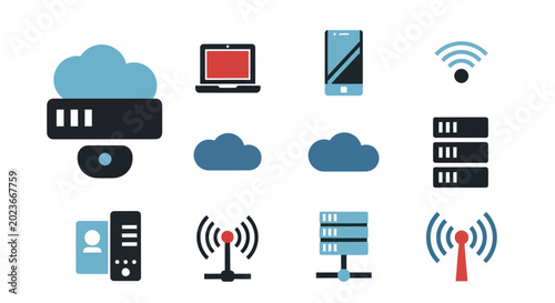 Cloud computing and technology icons