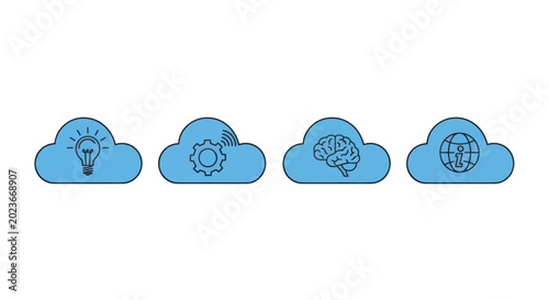 Cloud computing concept icons on white