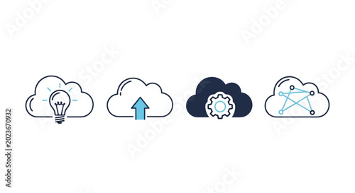 Cloud computing data icon set