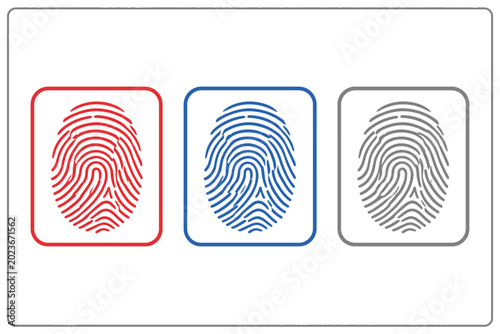 Bild auf Leinwand A black vector illustration of a unique biometric fingerprint icon, representing