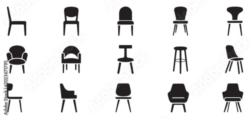 Foto Diverse seating collection silhouettes for interior design projects and furniture catalog layout
