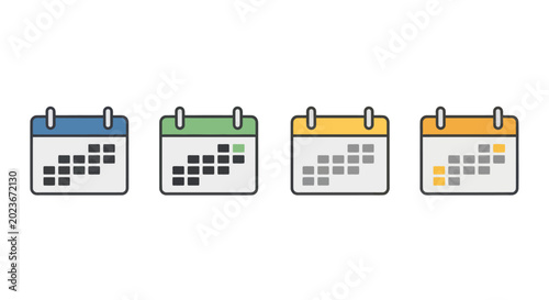 Bild auf Leinwand Colorful calendar icons set