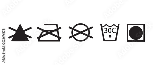 Laundry Care Symbols Vector Icon Set