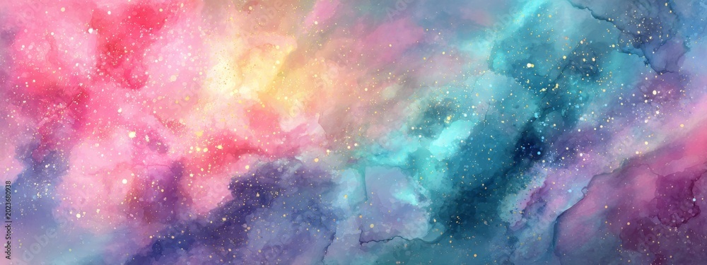 Fototapeta premium Colorful Abstract Cosmic Paint Splashes with Nebula Texture Perfect for Artwork and Backgrounds
