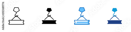 Photography Overhead Crane Multiple Style Icon Design Vector - Industrial crane hook represe