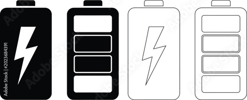 Quadro em tela Battery charge level icons with indicator electricity accumulator capacity fulln