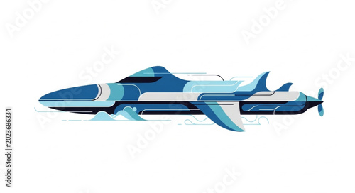 Photos Futuristic Hydrofoil Boat with Sleek Design and Propeller.