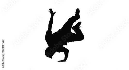Bild auf Leinwand Breakdancer performing a flip dynamic pose silhouette
