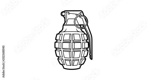 Bild auf Leinwand Hand grenade line art illustration isolated on white background.
