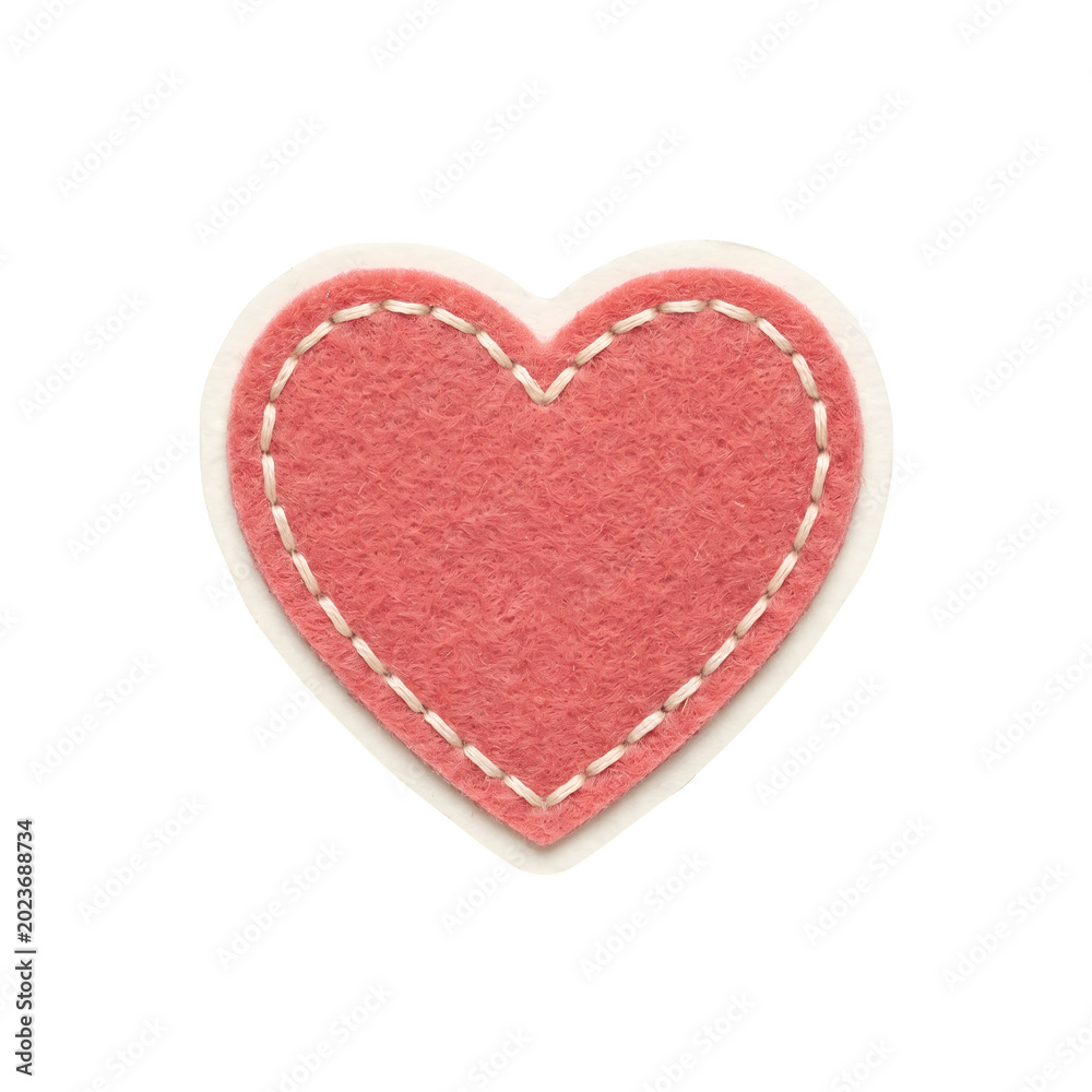 Fototapeta premium Valentine's Day Creative Concept with Handmade Fabric Heart Decoration Illustrating Love, Affection
