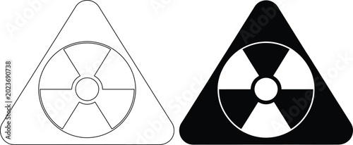 Quadro su tela Radiation hazard warning symbols with danger zone energy production radiation ra