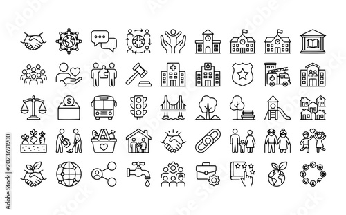 Set of community and social service icons