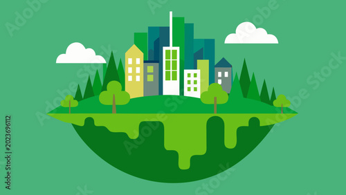 Foto Green Eco City Natural Forest Environment Vector Illustration