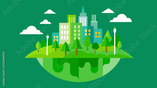 Foto Green Eco City Natural Forest Environment Vector Illustration