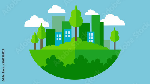 Tableau sur toile Green Eco City Natural Forest Environment Vector Illustration