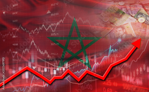 Moroccan economic growth on financial graph. Morocco financial growth on market graph
