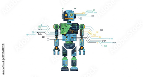 Tableau sur toile Futuristic robot with integrated circuitry and advanced technology