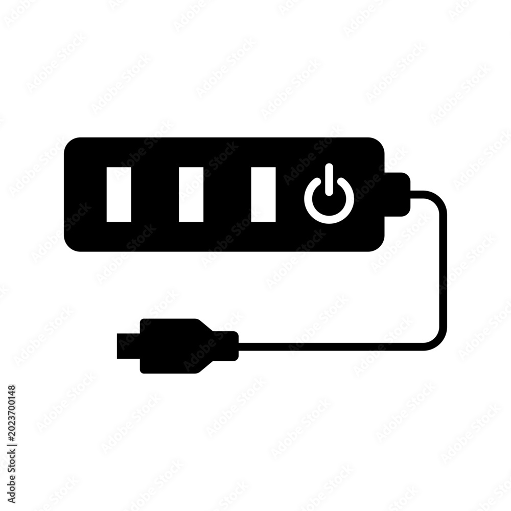 Fototapeta premium Usb hub icon. Technology and computer peripheral filled symbol. Black and white.