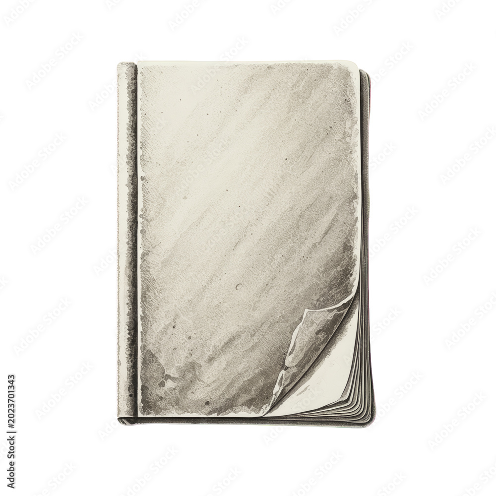 Naklejka premium Vintage Notebook Mockup Isolated on White Background Grunge Paper Template
