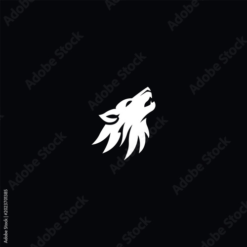 Obraz na plátně Minimalist Howling Wolf Head Monochrome Vector Logo
