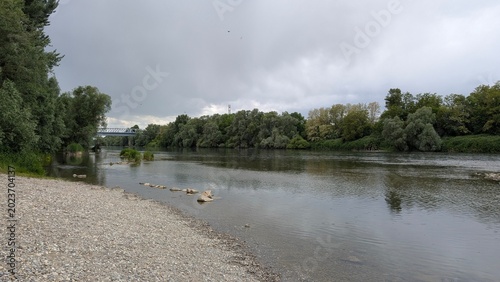 Schilderij op canvas the Rhine River between Germany and France