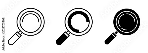 Photos Magnifying Glass Icons Set: Search, Discovery, Analysis Tools