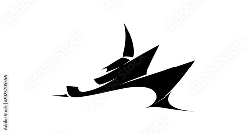 Cuadro en lienzo Modern Yacht Silhouette Isolated on White Background.