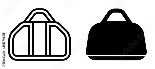 Foto Duffel Bag Icons, Travel Luggage Symbols, Gym Sack Outline and Solid Vector Grap