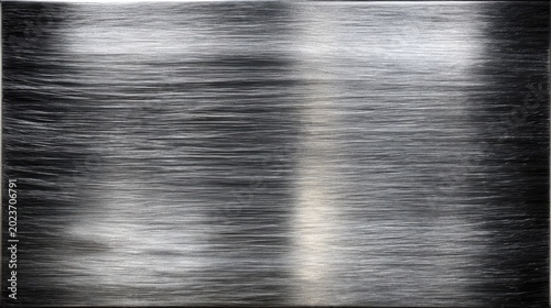 Horizontal brush strokes create a monochromatic metallic texture with prominent light reflections