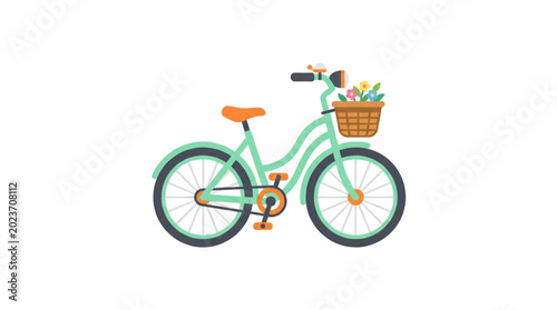 Vintage Bicycle with Flowers in Basket.
