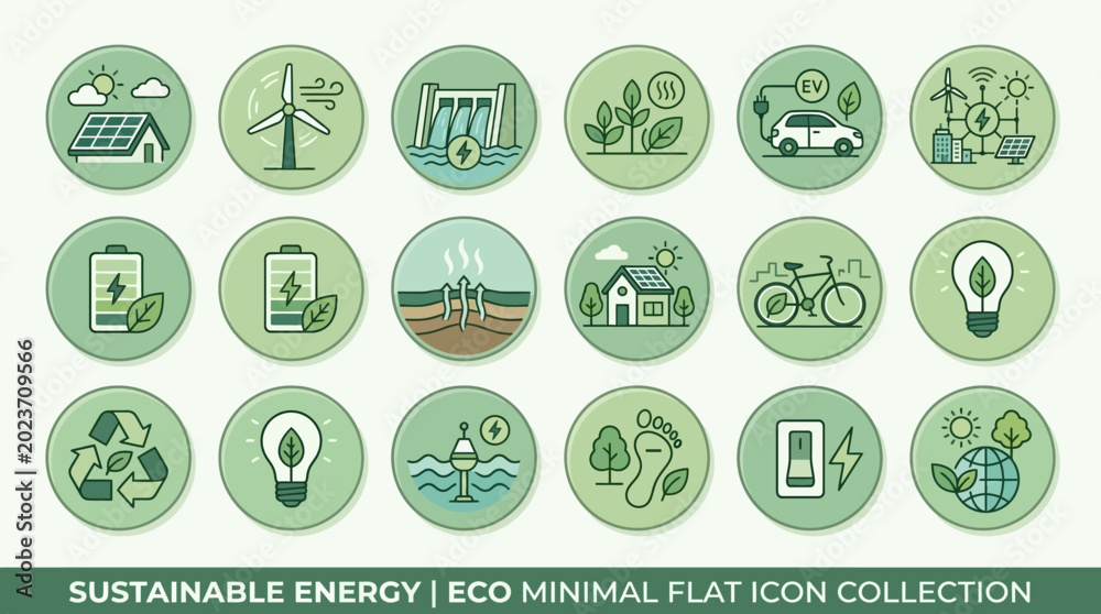 Fototapeta premium Eco Minimal Flat Icon Collection Symbols.