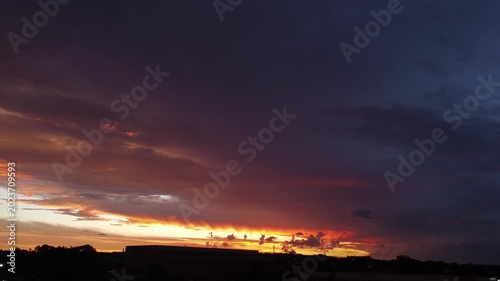 Sunrise sky, a wonderful sunrise sky in Brazil, 4k. Drone video.