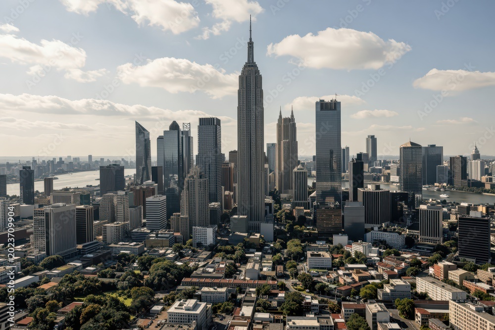 Obraz premium Downtown Manhattan Skyline with Empire State Building at Daytime