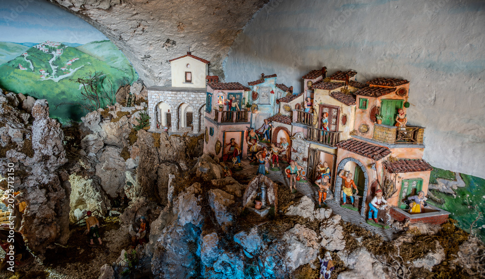 Fototapeta premium Itri, Lazio. The sanctuary of the Madonna della Civita. The Nativity Scene