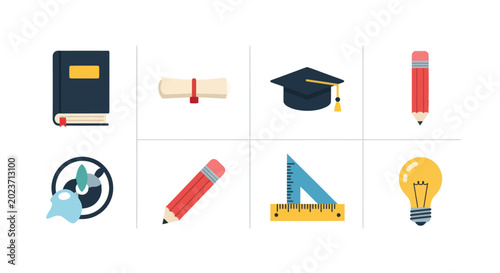 Education and learning icons set