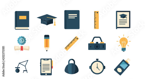 Education and learning icon set